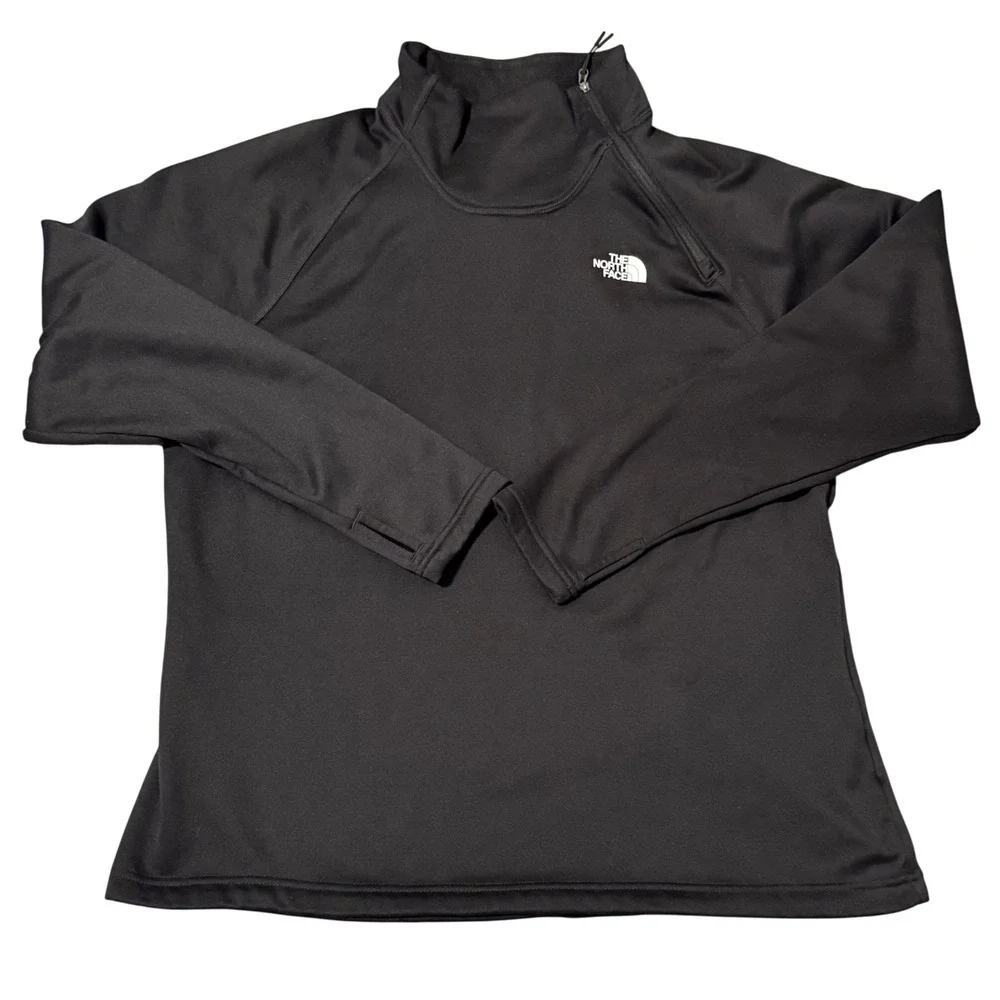 The North Face Womens Pullover Black Half Zip Thumb Hole XL‎ Top